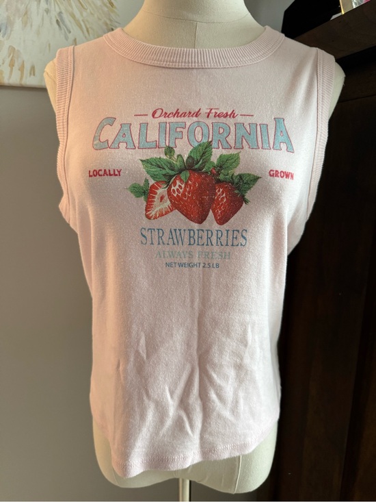 Vinyl Icons Tops - Vinyl Icons California Strawberries Graphic Tank EUC